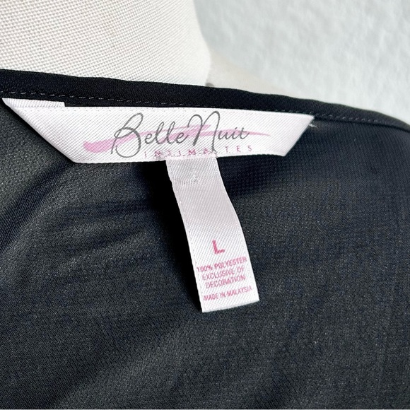 Y2K BELLE NUIT BOUDOIR BLACK SHEER ROMANTIC EMBELLISHED DUSTER ROBE - Picture 6 of 8